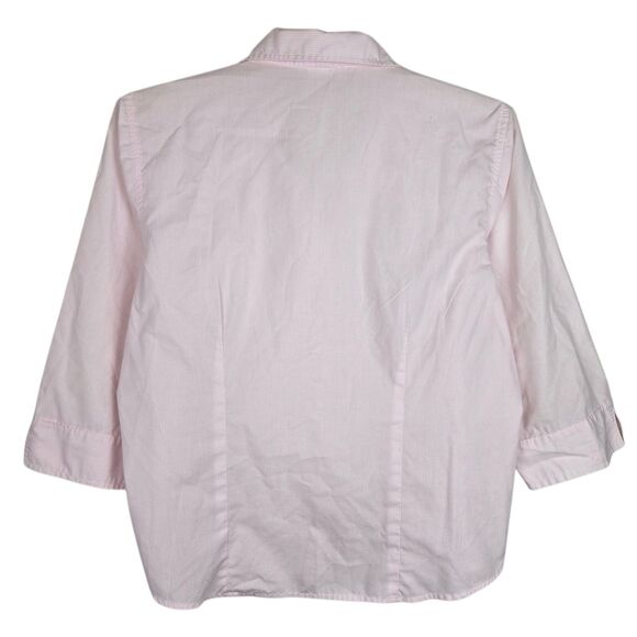 Vtg Tia Blouse XL Pink Striped Iridescent Dragonfly Embroidered Rhinestone - Picture 2 of 6